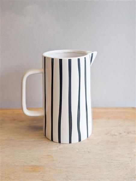 Navy & White Striped Jug